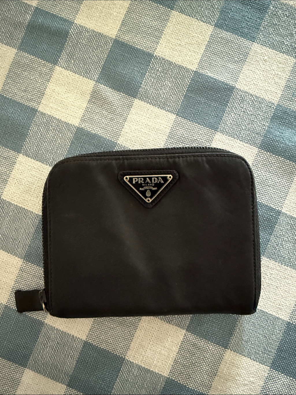 Prada Black Nylon Zip-Around Wallet